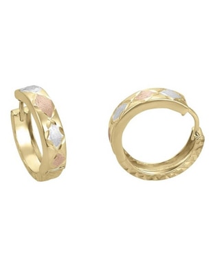 Arracadas de flor de oro florentino 14 K con acabado liso Arracadas de flor de oro florentino 14 K con acabado liso