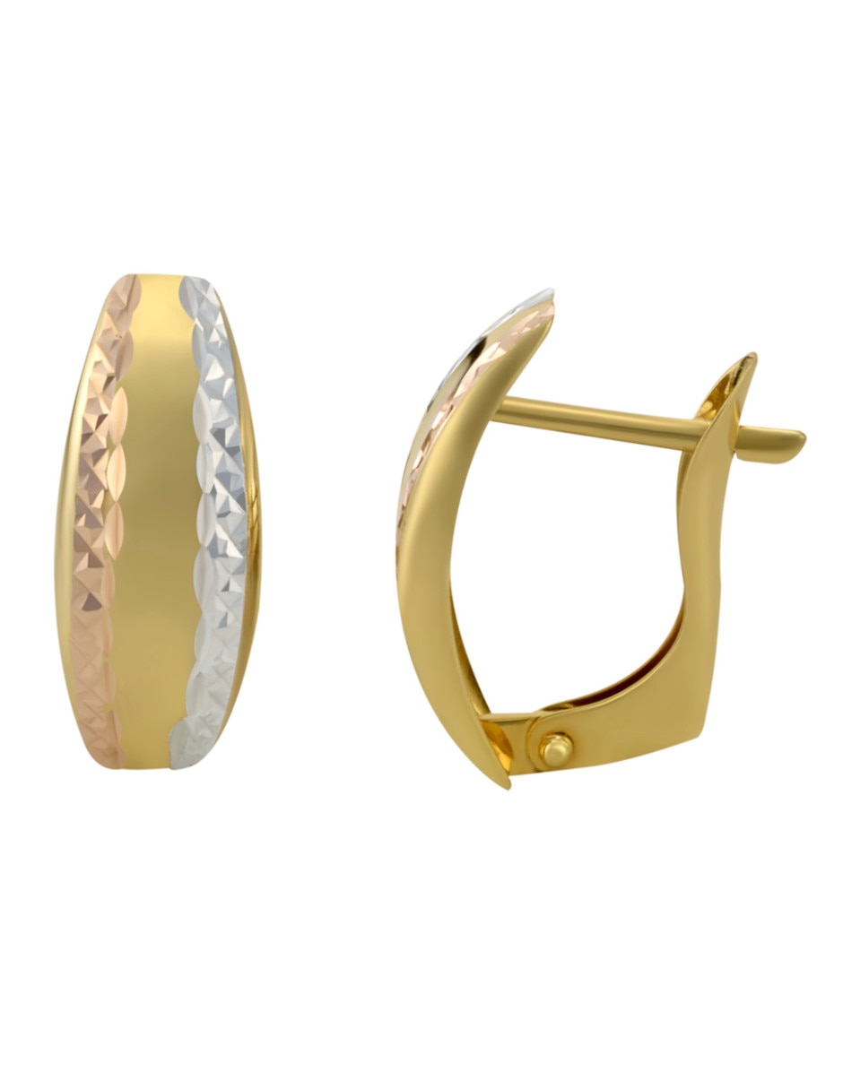 Aretes de flor de oro florentino 14 K con acabado texturizado Aretes de flor de oro florentino 14 K con acabado texturizado