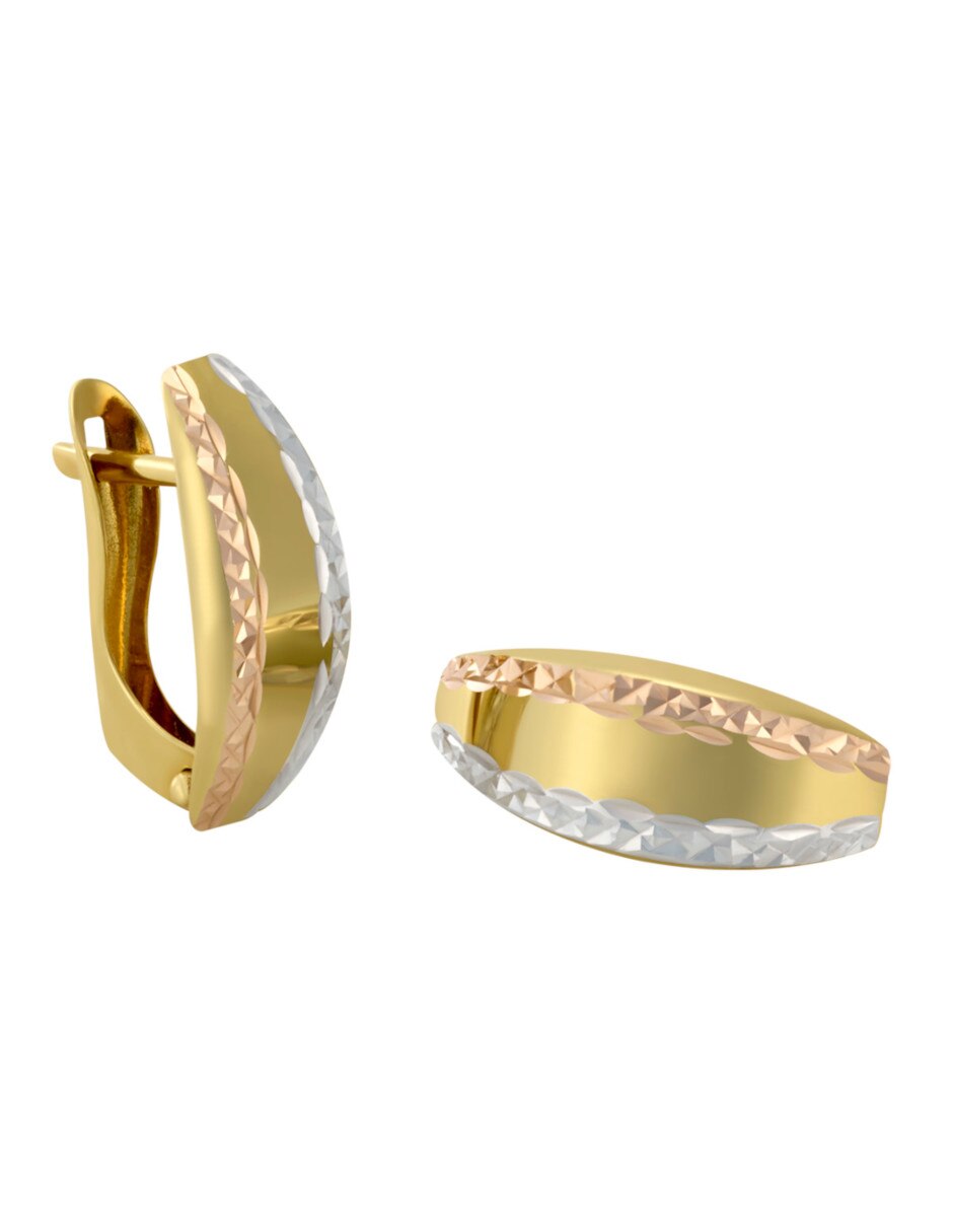 Aretes de flor de oro florentino 14 K con acabado texturizado 2