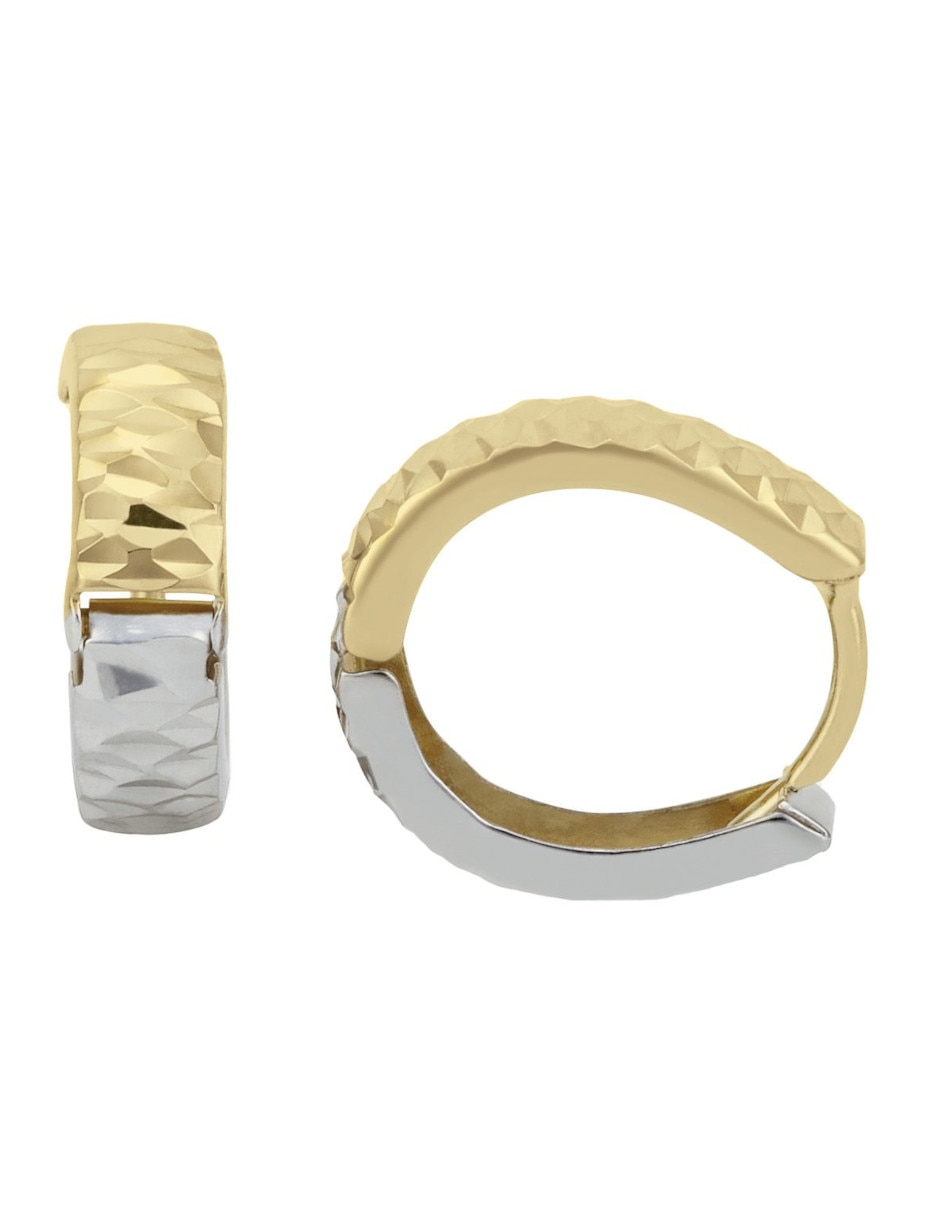 Aretes redondos de oro 14 K con acabado texturizado
