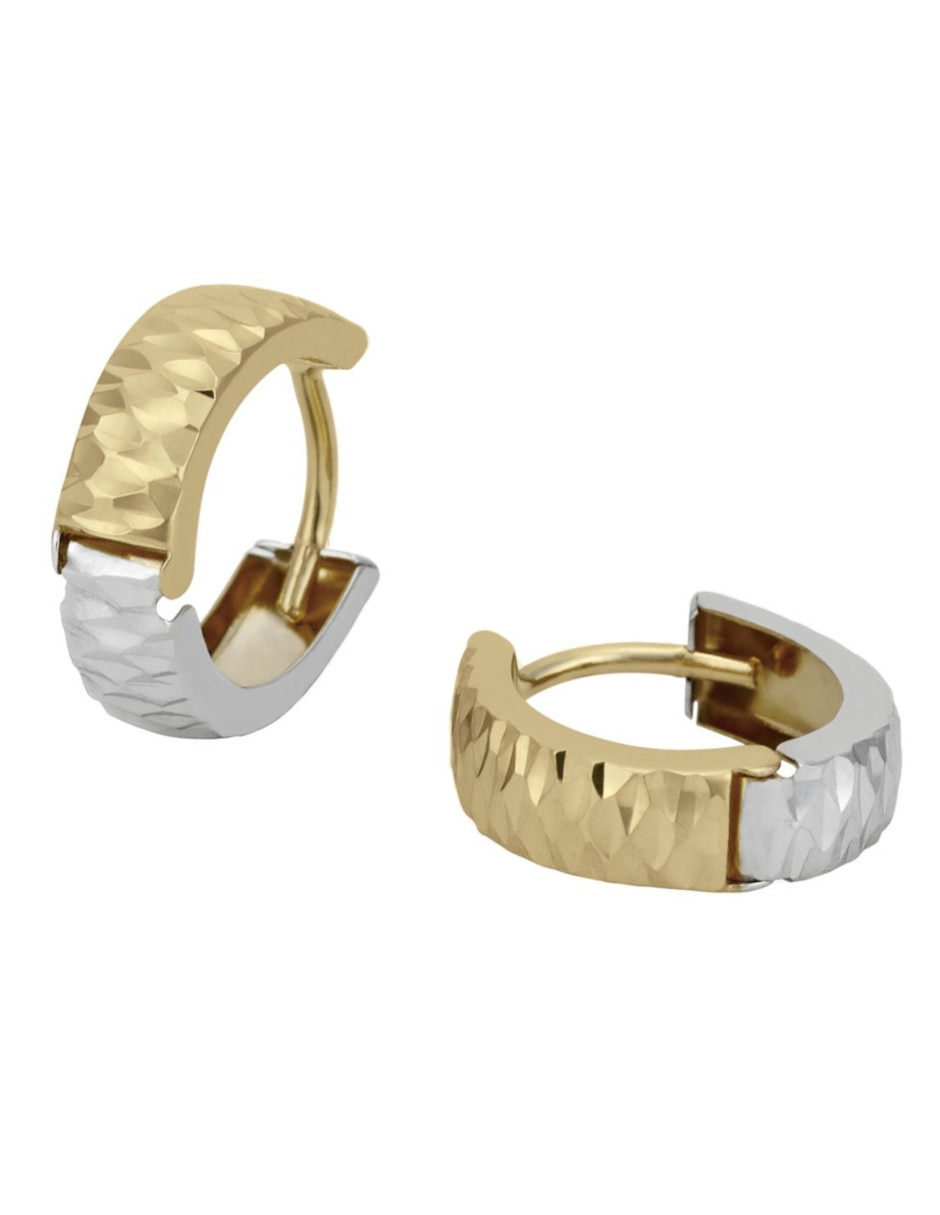 Aretes redondos de oro 14 K con acabado texturizado 2