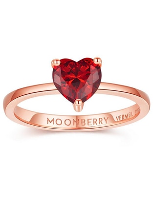 Anillo de corazón de plata vermeil P 925 zirconia cúbica con acabado baño de oro rosa Anillo de corazón de plata vermeil P 925 zirconia cúbica con acabado baño de oro rosa