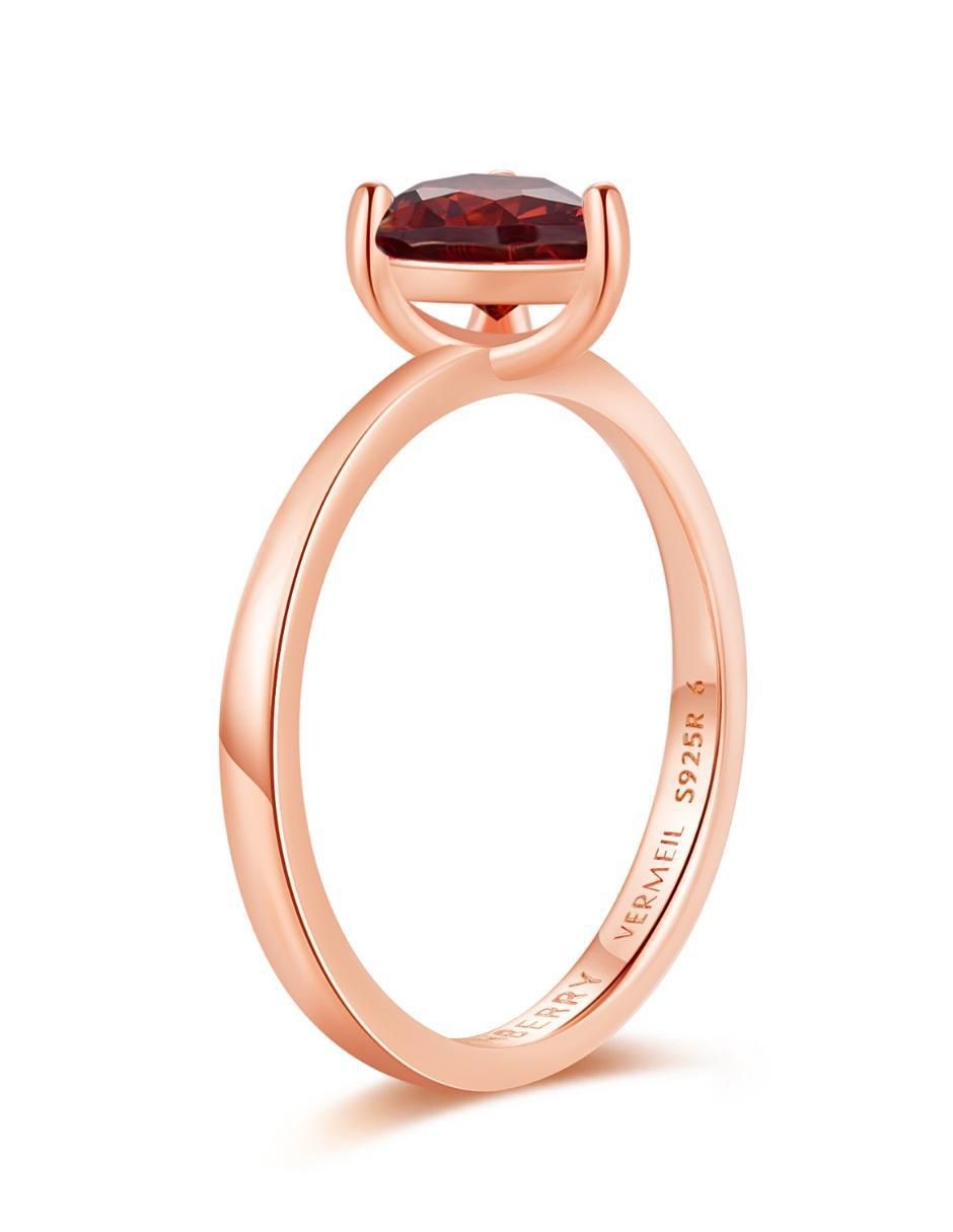 Anillo de corazón de plata vermeil P 925 zirconia cúbica con acabado baño de oro rosa