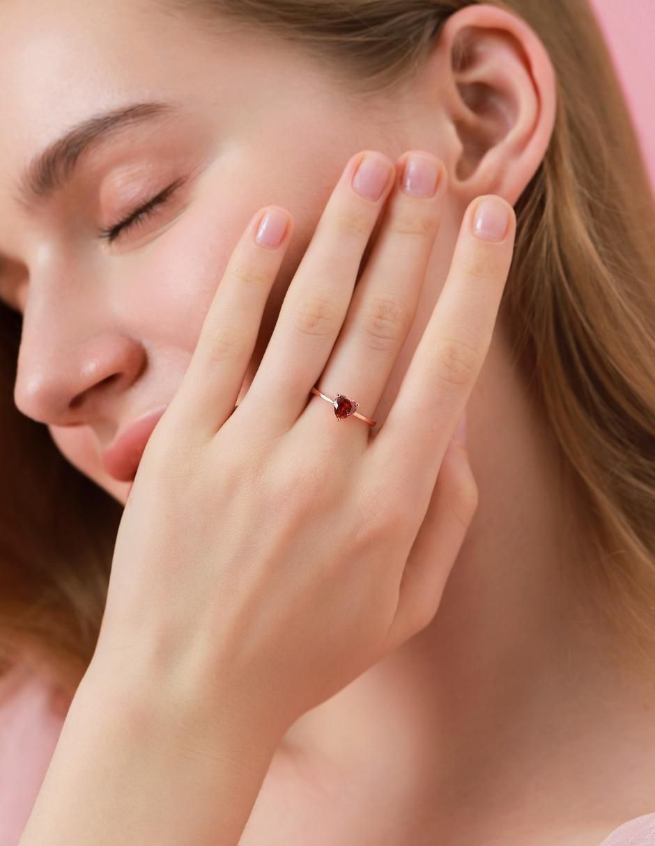 Anillo de corazón de plata vermeil P 925 zirconia cúbica con acabado baño de oro rosa 11