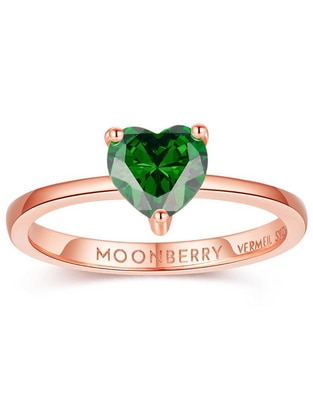 Anillo de corazón de plata vermeil P 925 zirconia cúbica con acabado baño de oro rosa
