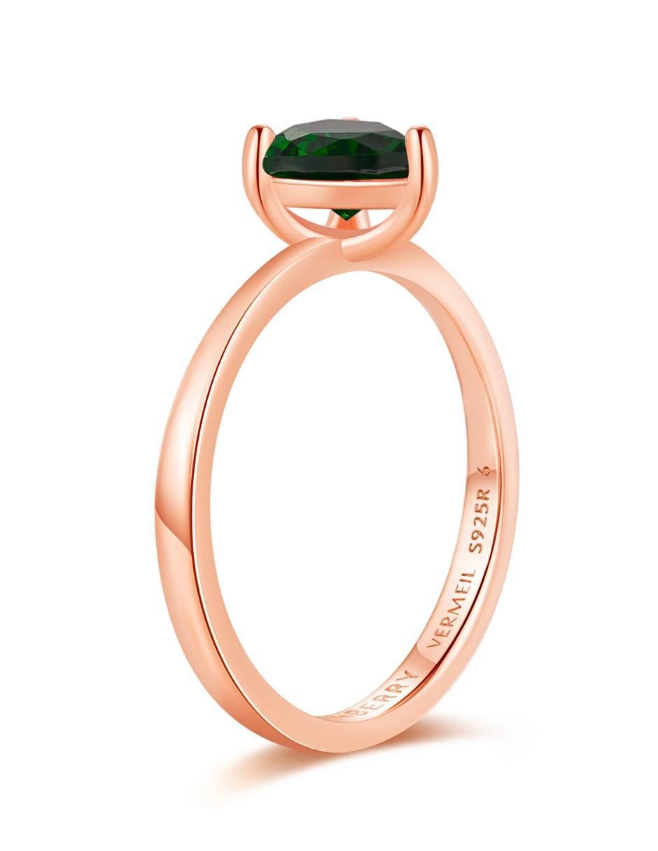 Anillo de corazón de plata vermeil P 925 zirconia cúbica con acabado baño de oro rosa