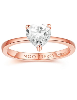 Anillo de corazón de plata vermeil P 925 zirconia cúbica con acabado baño de oro rosa