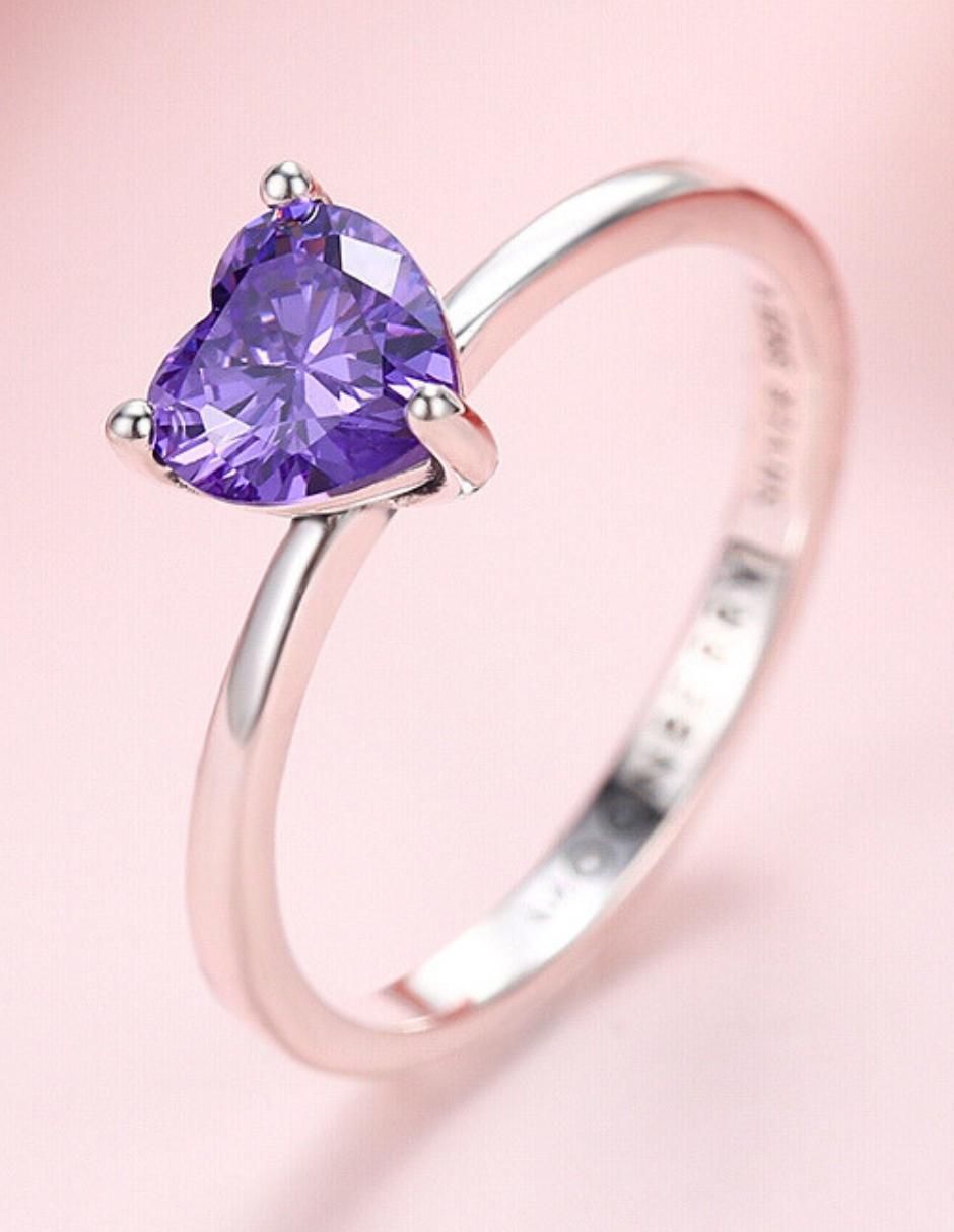 Anillo de corazón P 925 de plata zirconia cúbica brillante 13