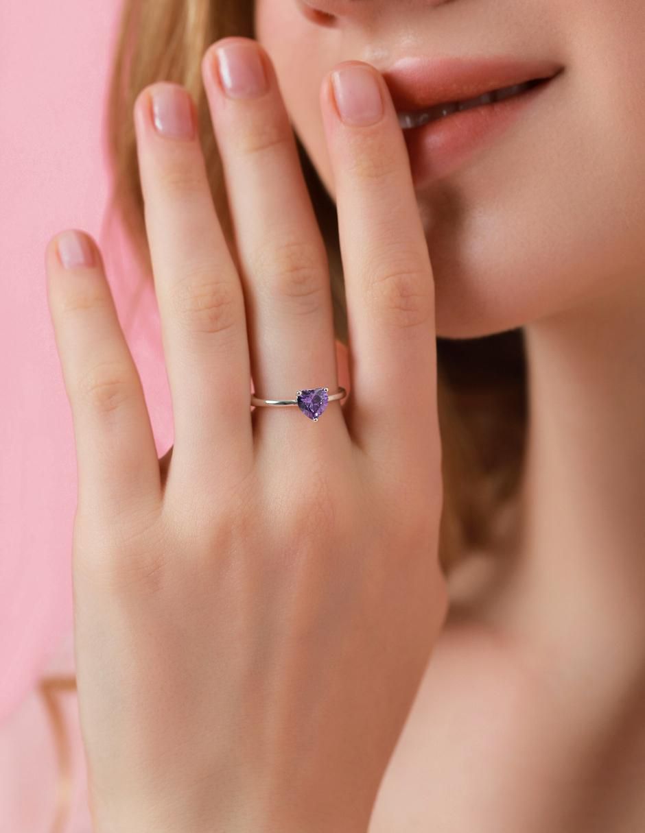 Anillo de corazón P 925 de plata zirconia cúbica brillante 5