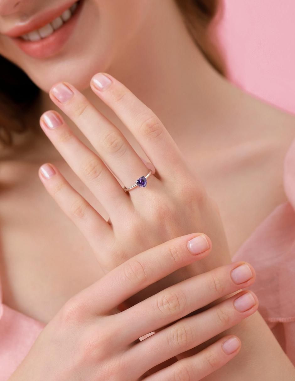 Anillo de corazón P 925 de plata zirconia cúbica brillante 11