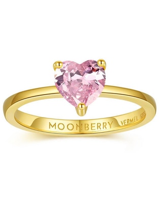 Anillo de corazón de plata vermeil P 925 zirconia cúbica con acabado baño de oro Anillo de corazón de plata vermeil P 925 zirconia cúbica con acabado baño de oro