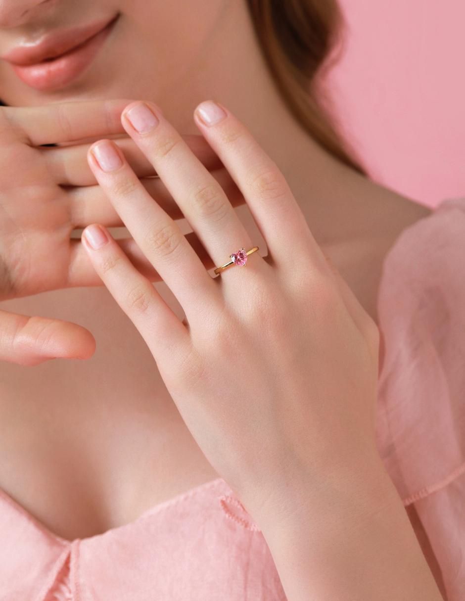 Anillo de corazón de plata vermeil P 925 zirconia cúbica con acabado baño de oro 5
