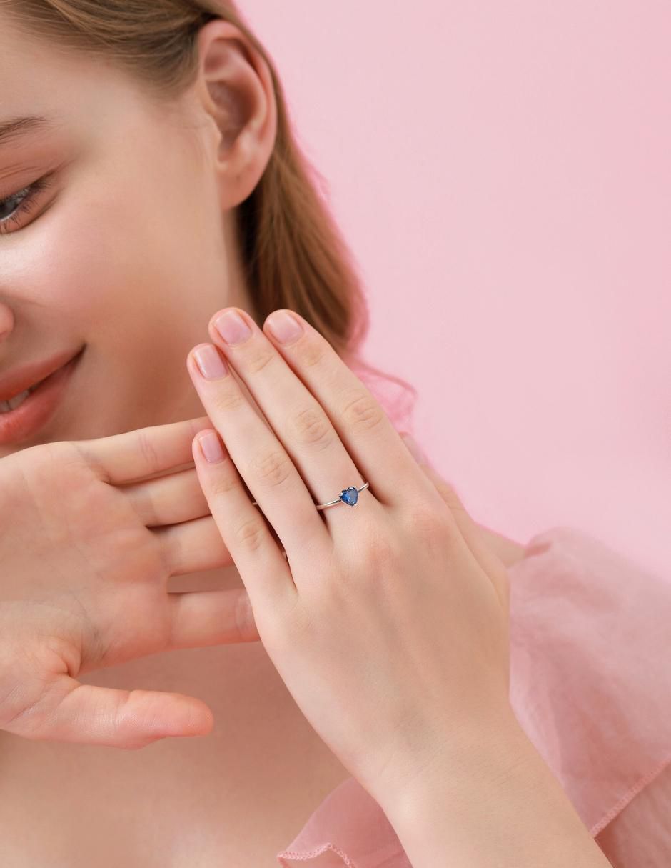 Anillo de corazón P 925 de plata zirconia cúbica brillante 6