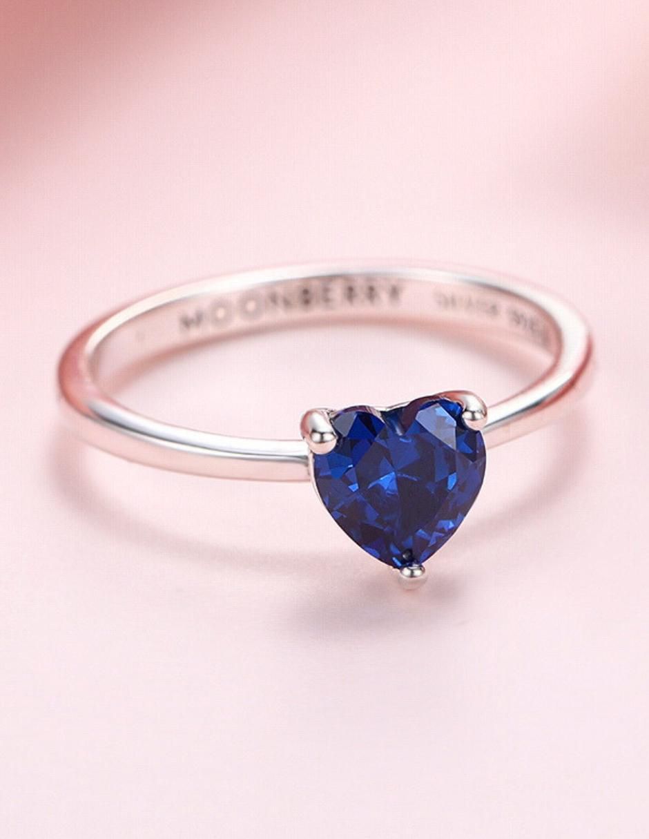 Anillo de corazón P 925 de plata zirconia cúbica brillante