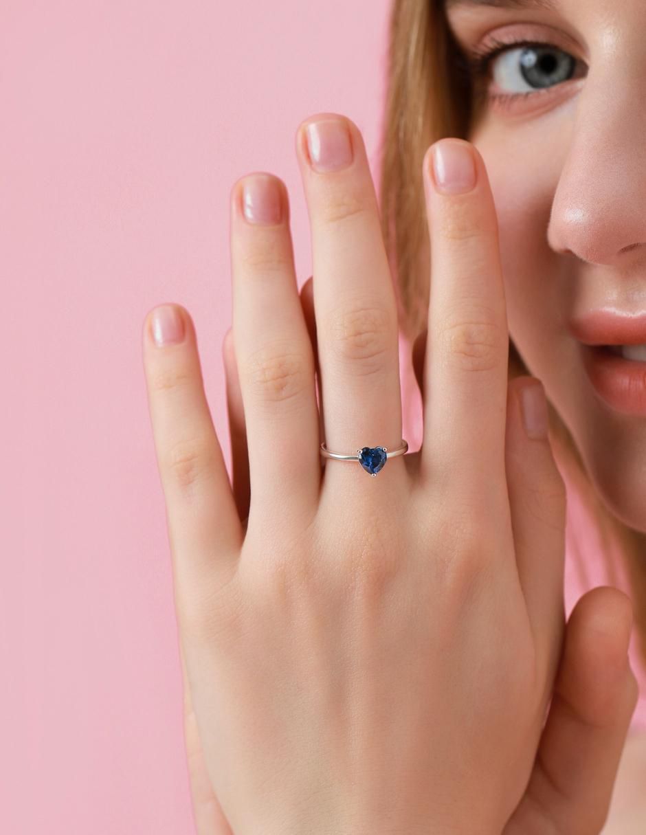 Anillo de corazón P 925 de plata zirconia cúbica brillante 12