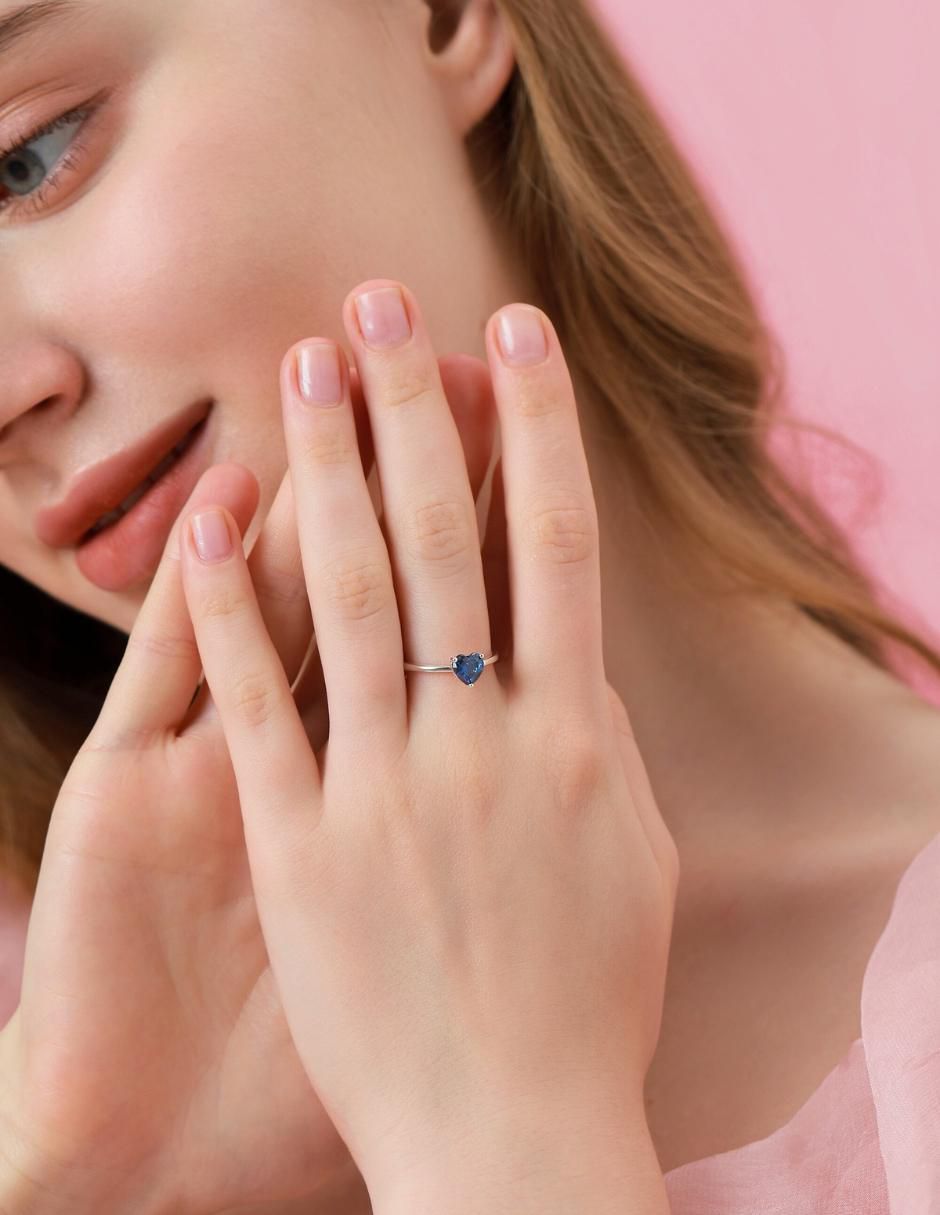 Anillo de corazón P 925 de plata zirconia cúbica brillante 7