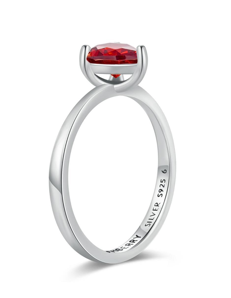 Anillo de corazón P 925 de plata zirconia cúbica brillante