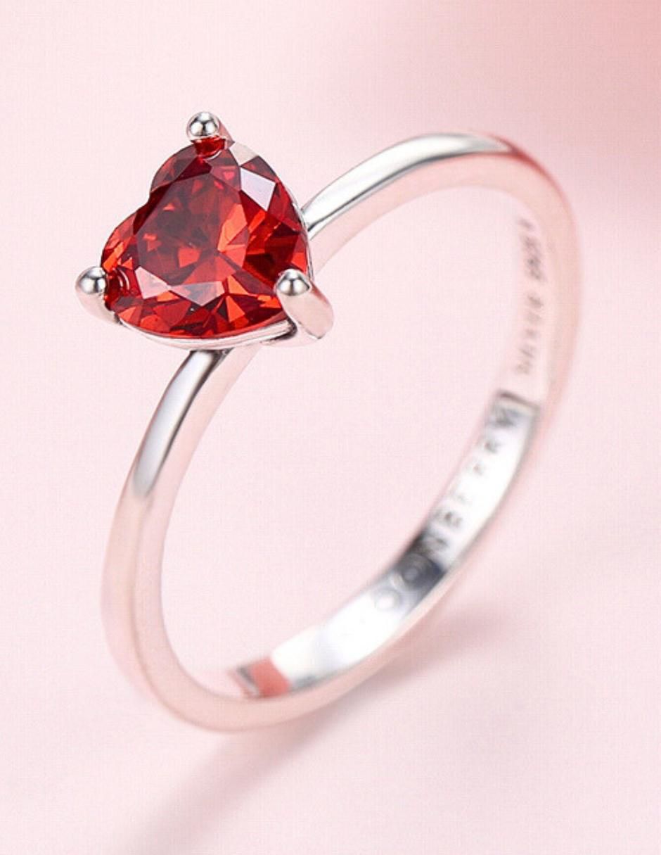 Anillo de corazón P 925 de plata zirconia cúbica brillante 13