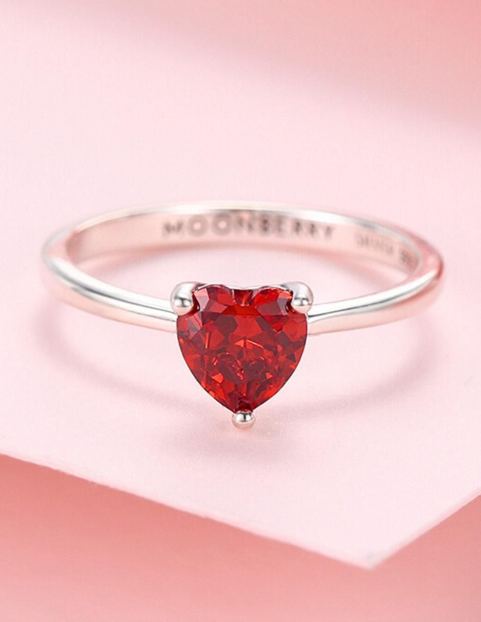 Anillo de corazón P 925 de plata zirconia cúbica brillante