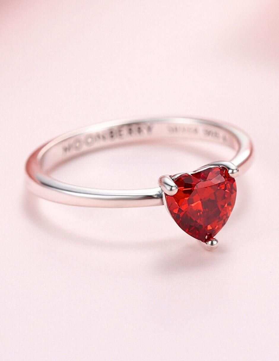 Anillo de corazón P 925 de plata zirconia cúbica brillante 9