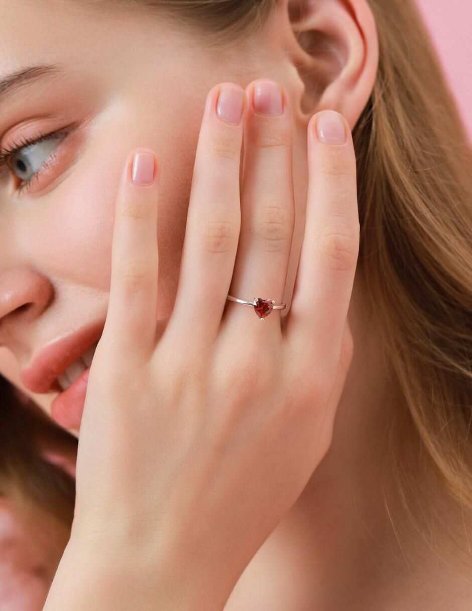 Anillo de corazón P 925 de plata zirconia cúbica brillante 12