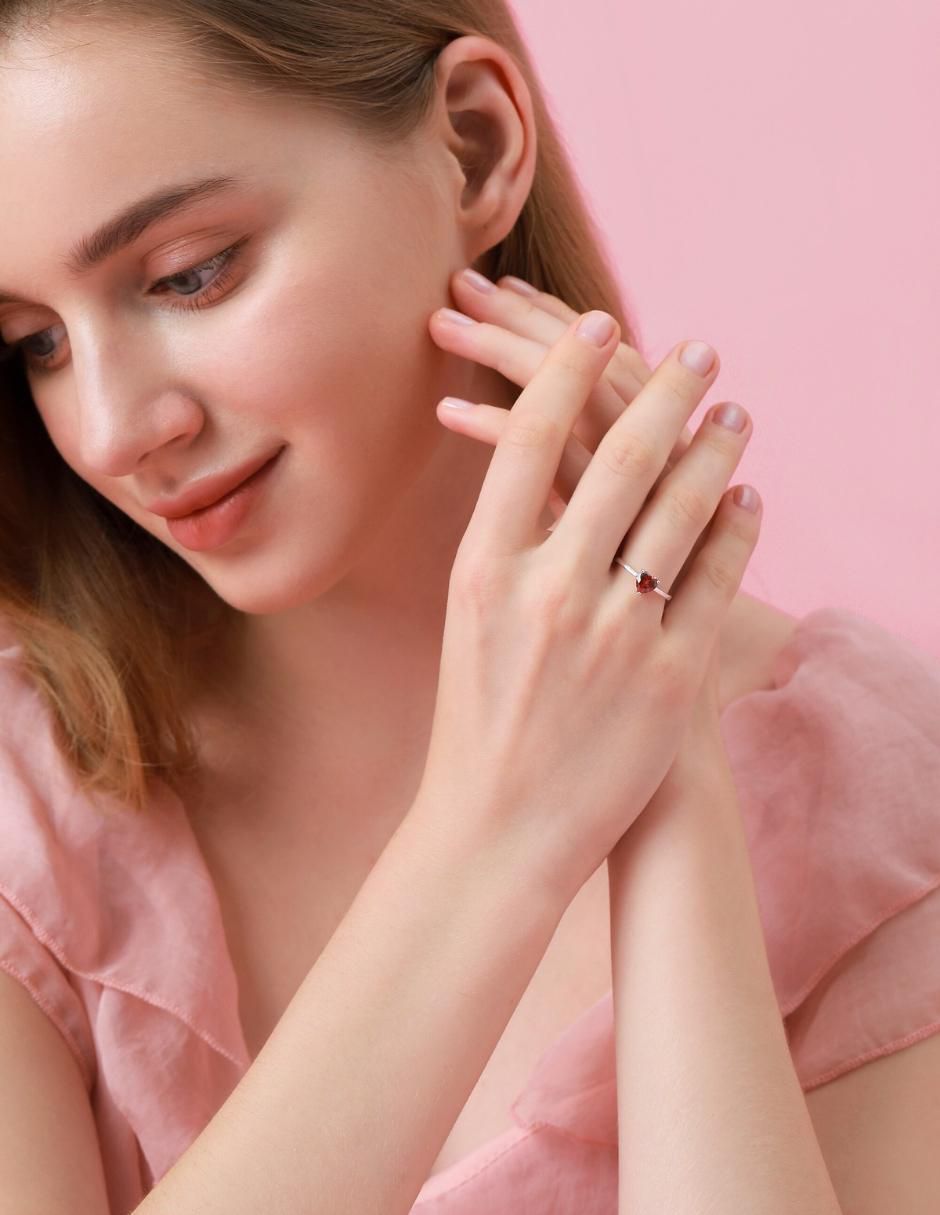 Anillo de corazón P 925 de plata zirconia cúbica brillante 5