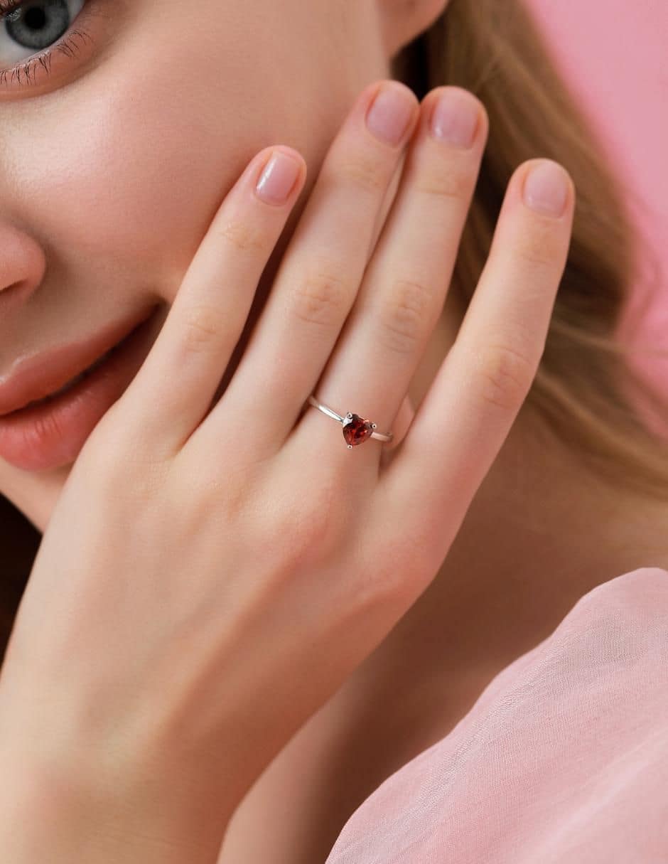 Anillo de corazón P 925 de plata zirconia cúbica brillante 11