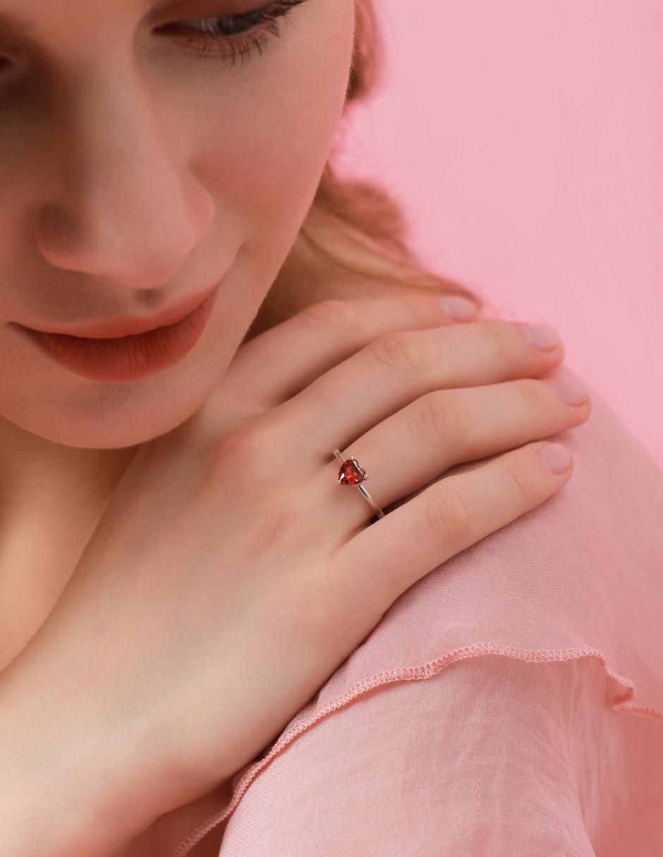 Anillo de corazón P 925 de plata zirconia cúbica brillante 7