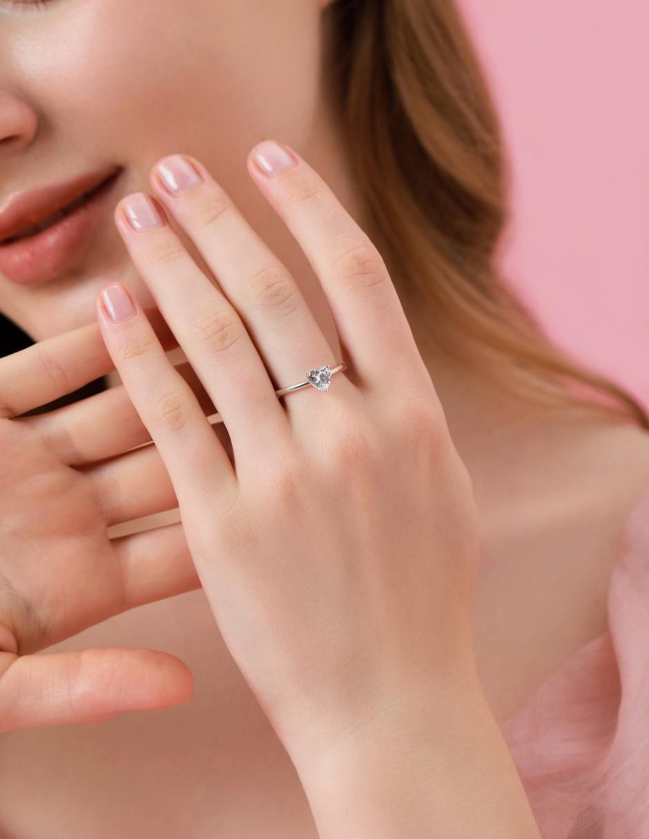 Anillo de corazón P 925 de plata zirconia cúbica brillante 6