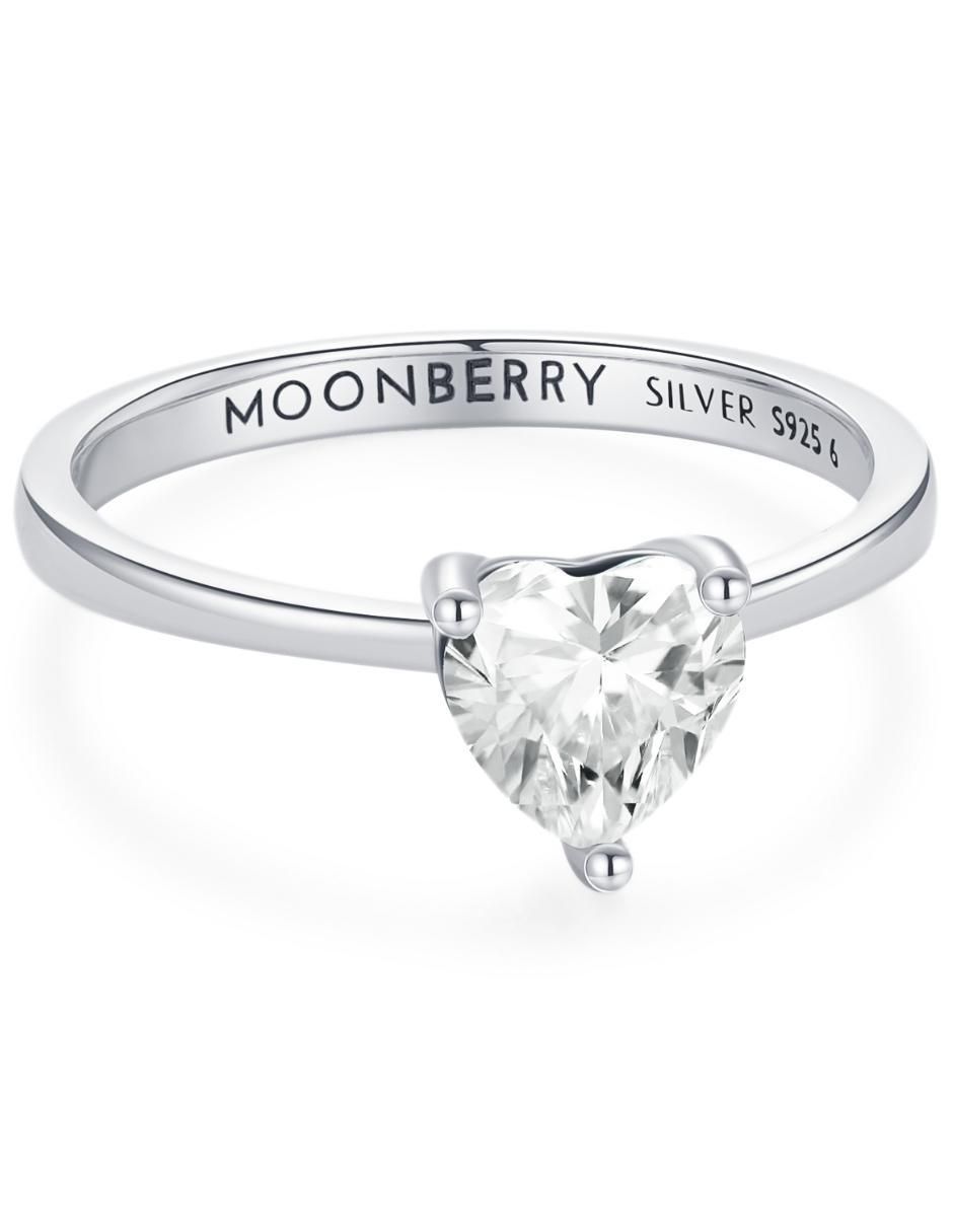 Anillo de corazón P 925 de plata zirconia cúbica brillante 8