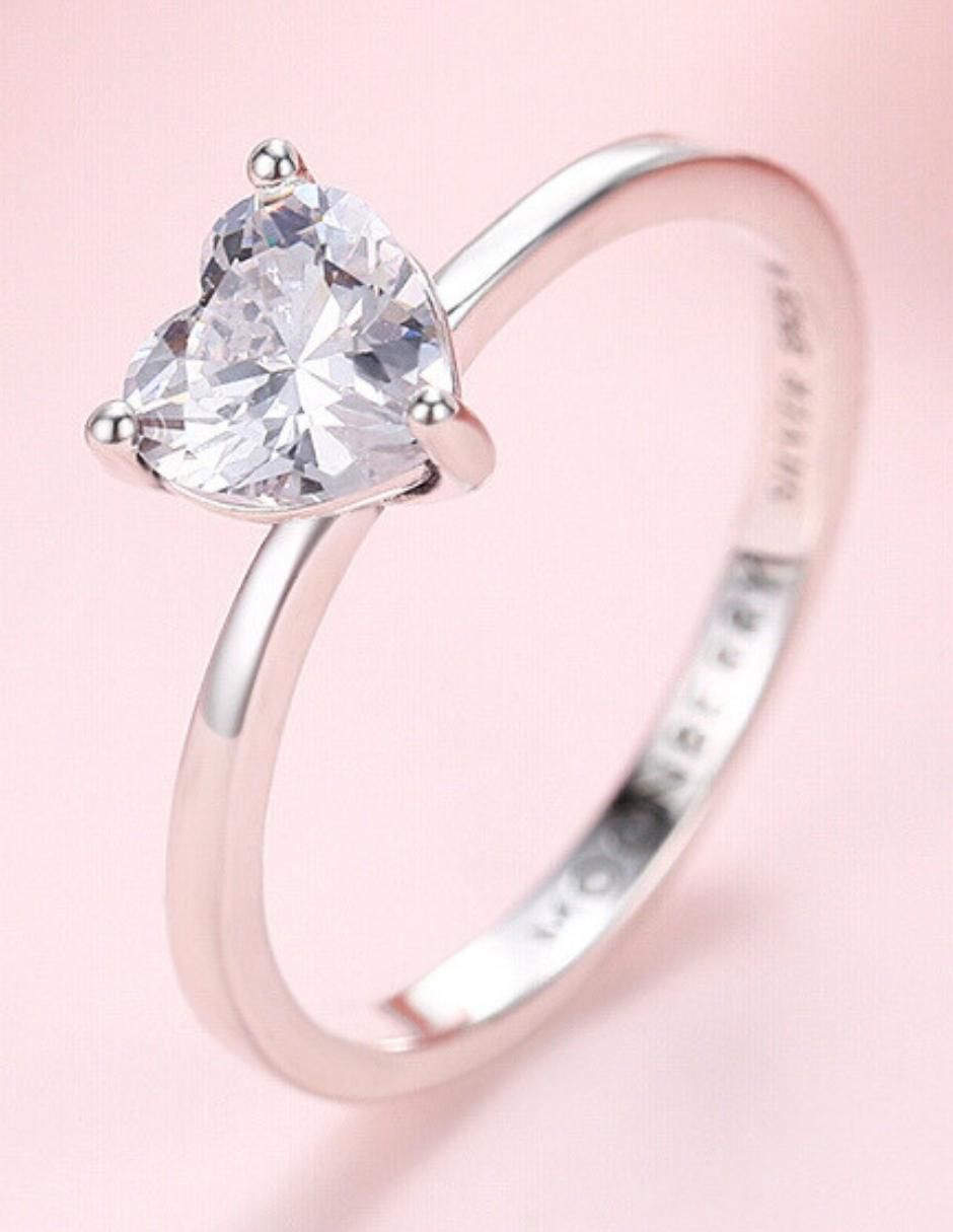 Anillo de corazón P 925 de plata zirconia cúbica brillante 13