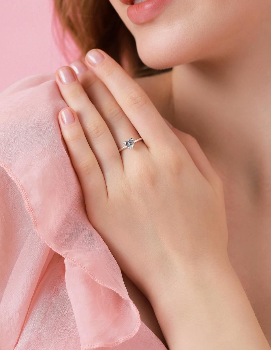 Anillo de corazón P 925 de plata zirconia cúbica brillante 5