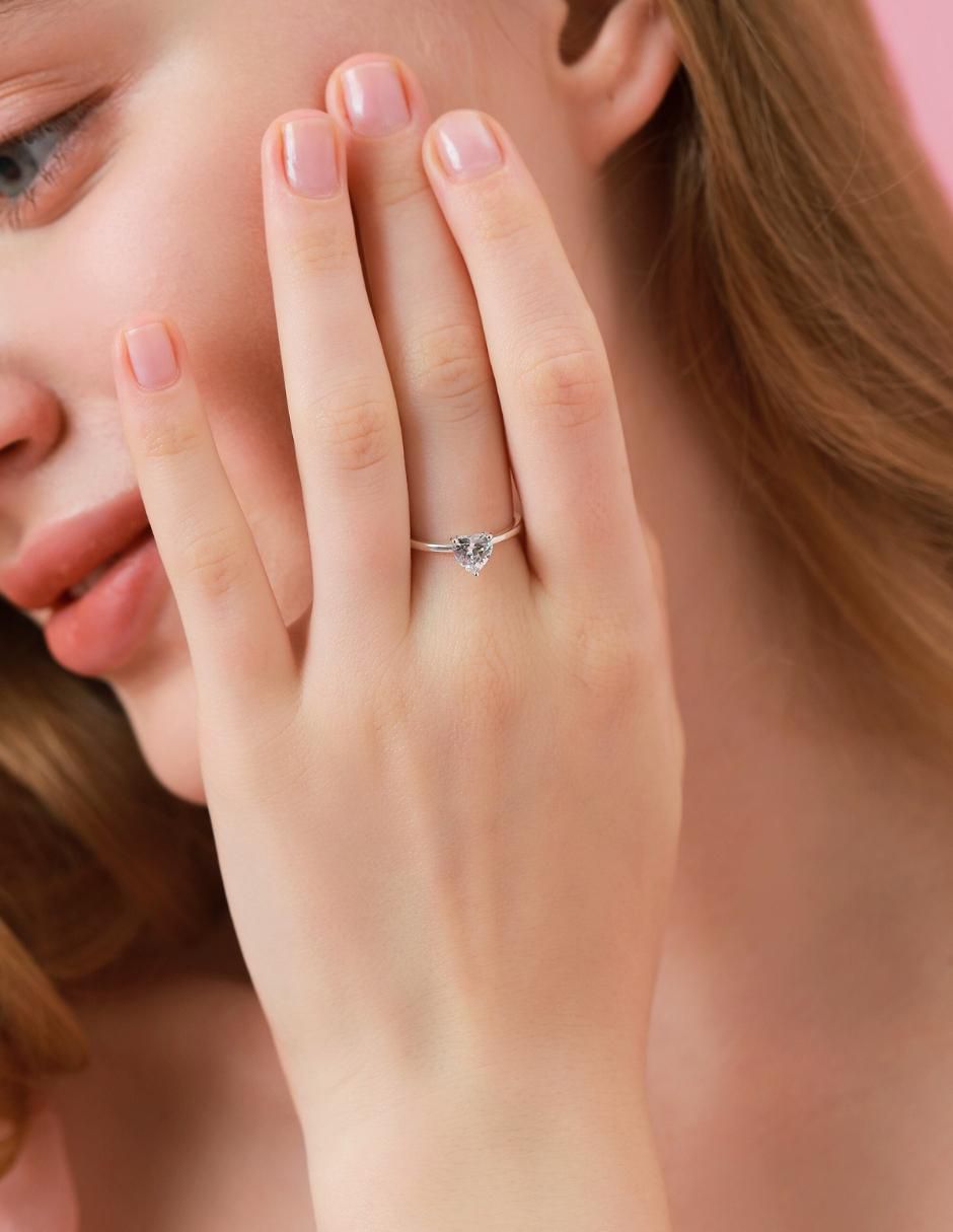 Anillo de corazón P 925 de plata zirconia cúbica brillante 11