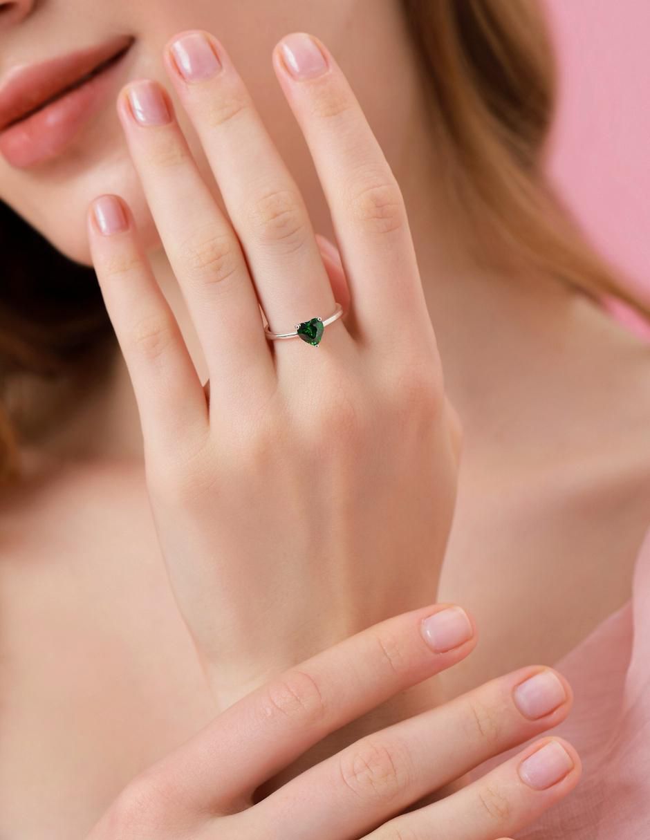 Anillo de corazón P 925 de plata zirconia cúbica brillante 6