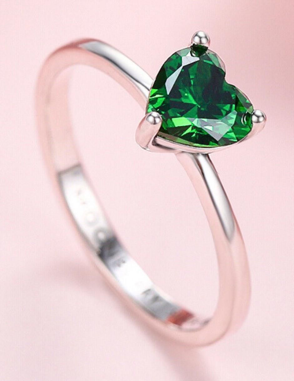 Anillo de corazón P 925 de plata zirconia cúbica brillante 13