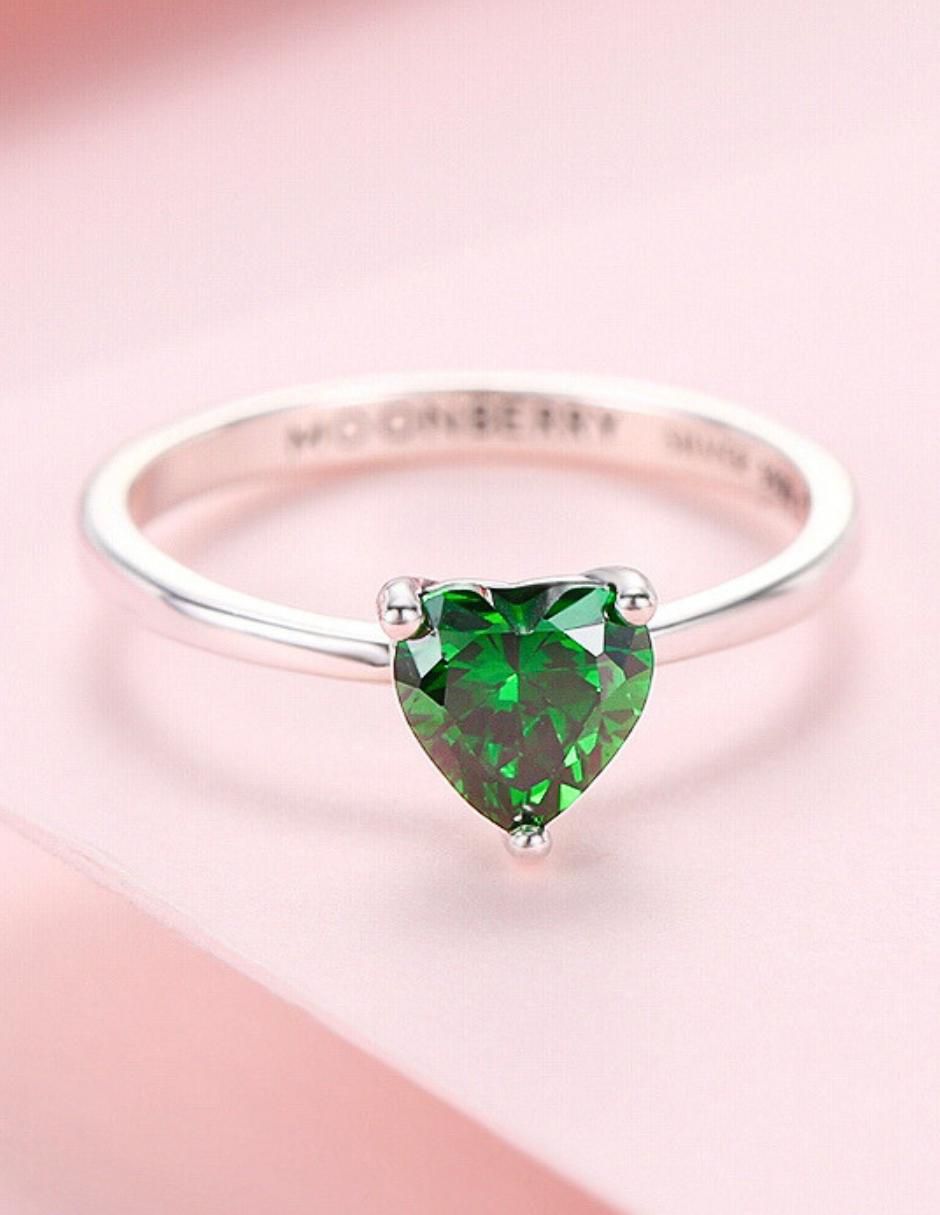 Anillo de corazón P 925 de plata zirconia cúbica brillante
