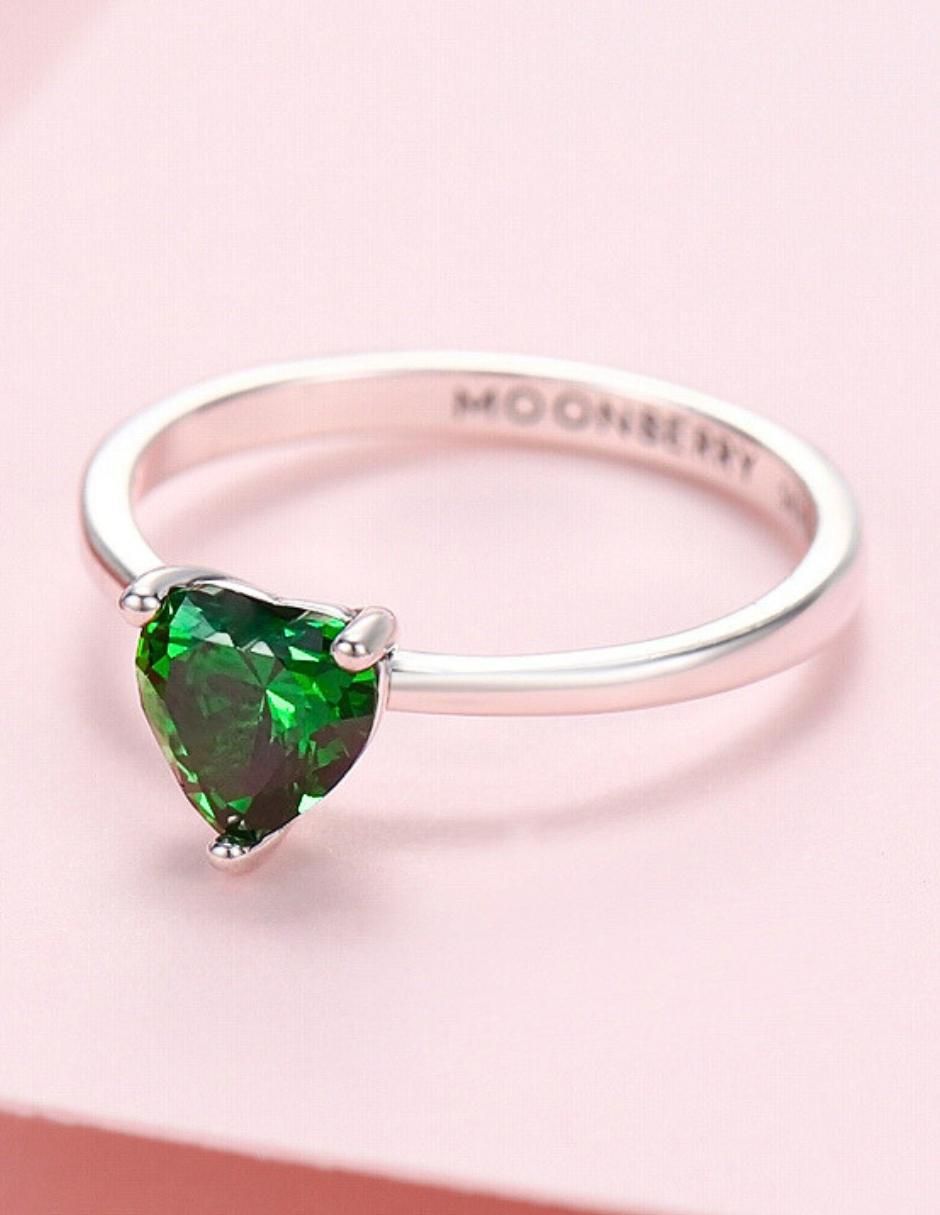 Anillo de corazón P 925 de plata zirconia cúbica brillante 9