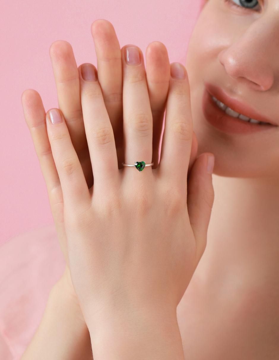Anillo de corazón P 925 de plata zirconia cúbica brillante 5