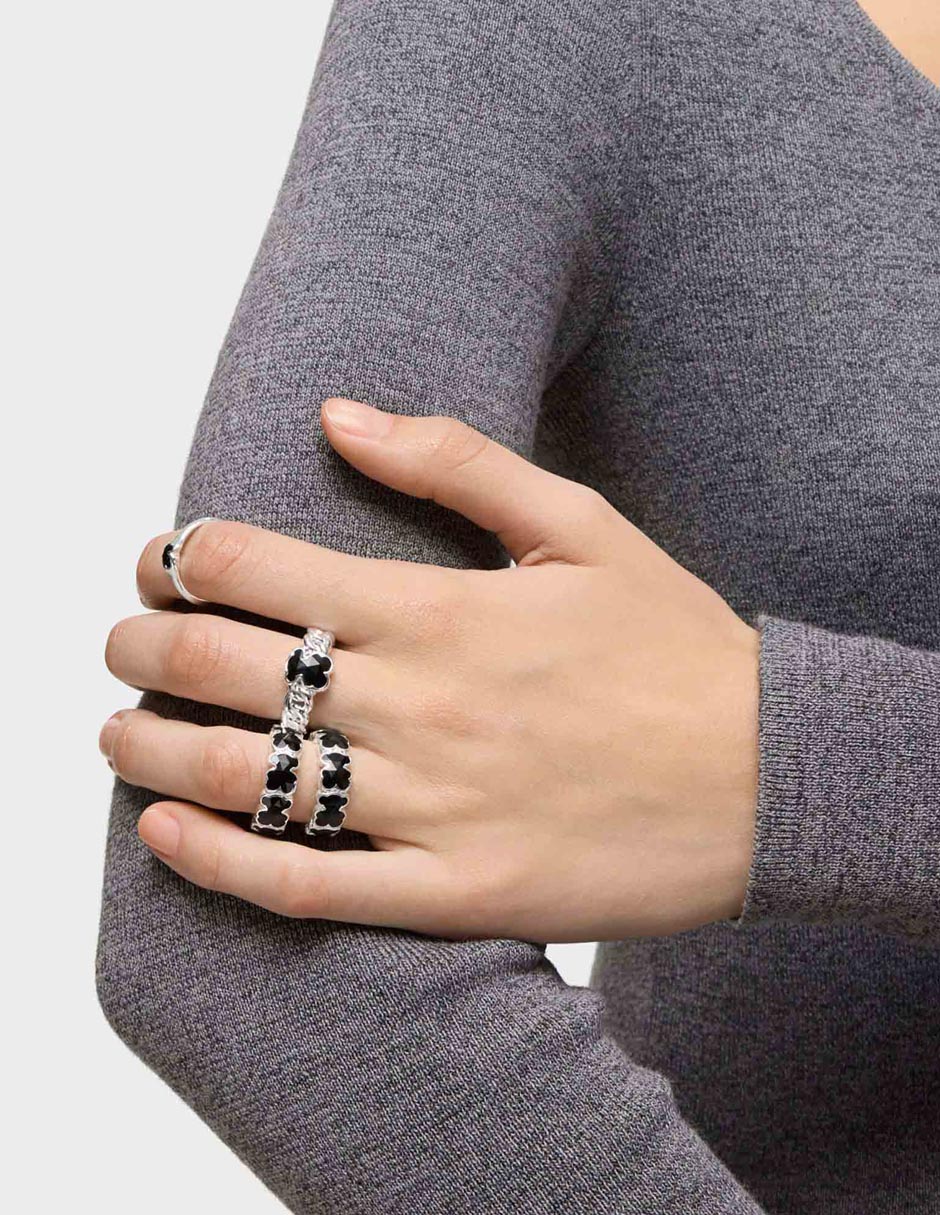 Anillo de oso Icon Color Oso P 925 de plata ónix brillante 2