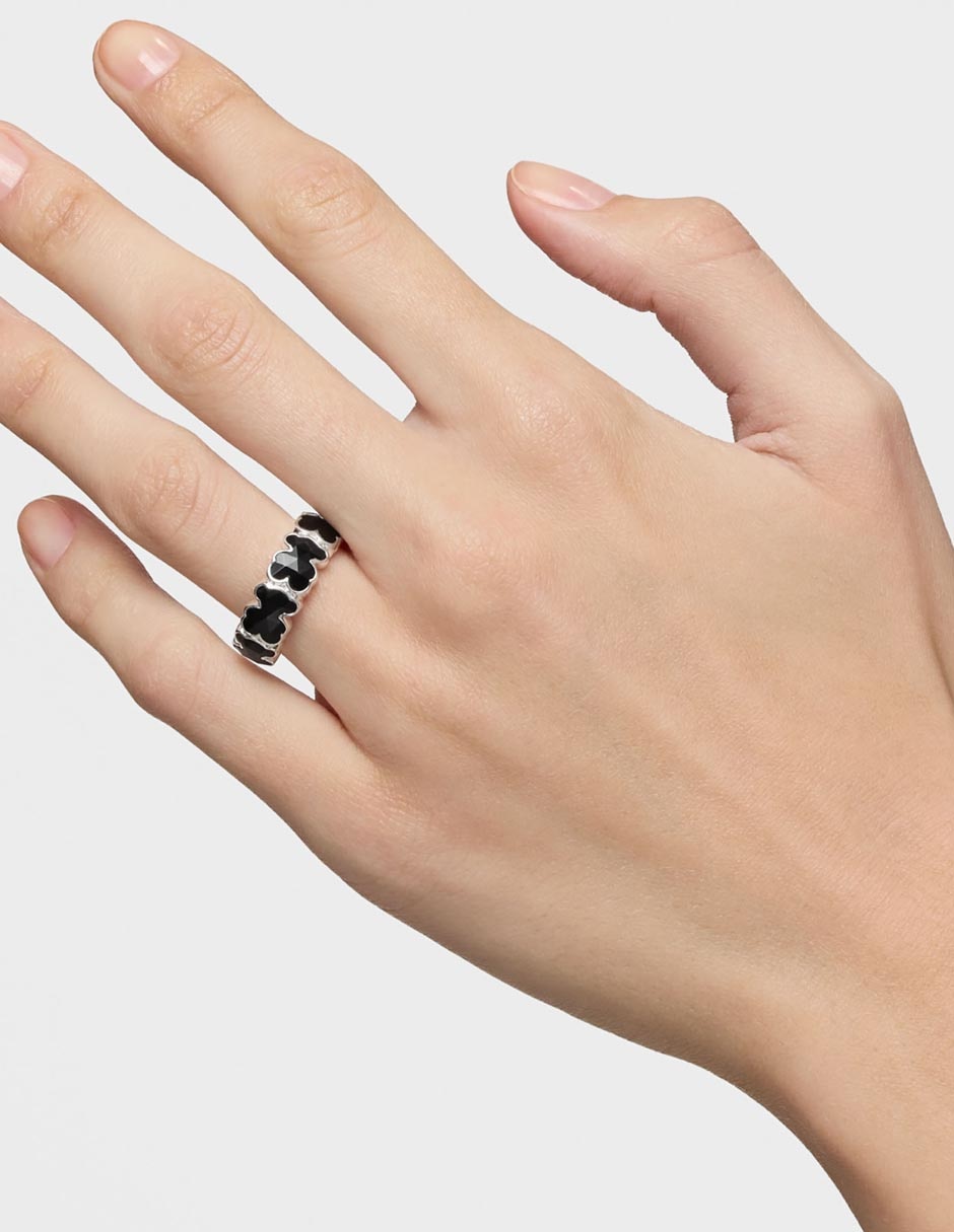 Anillo de oso Icon Color Oso P 925 de plata ónix brillante 6
