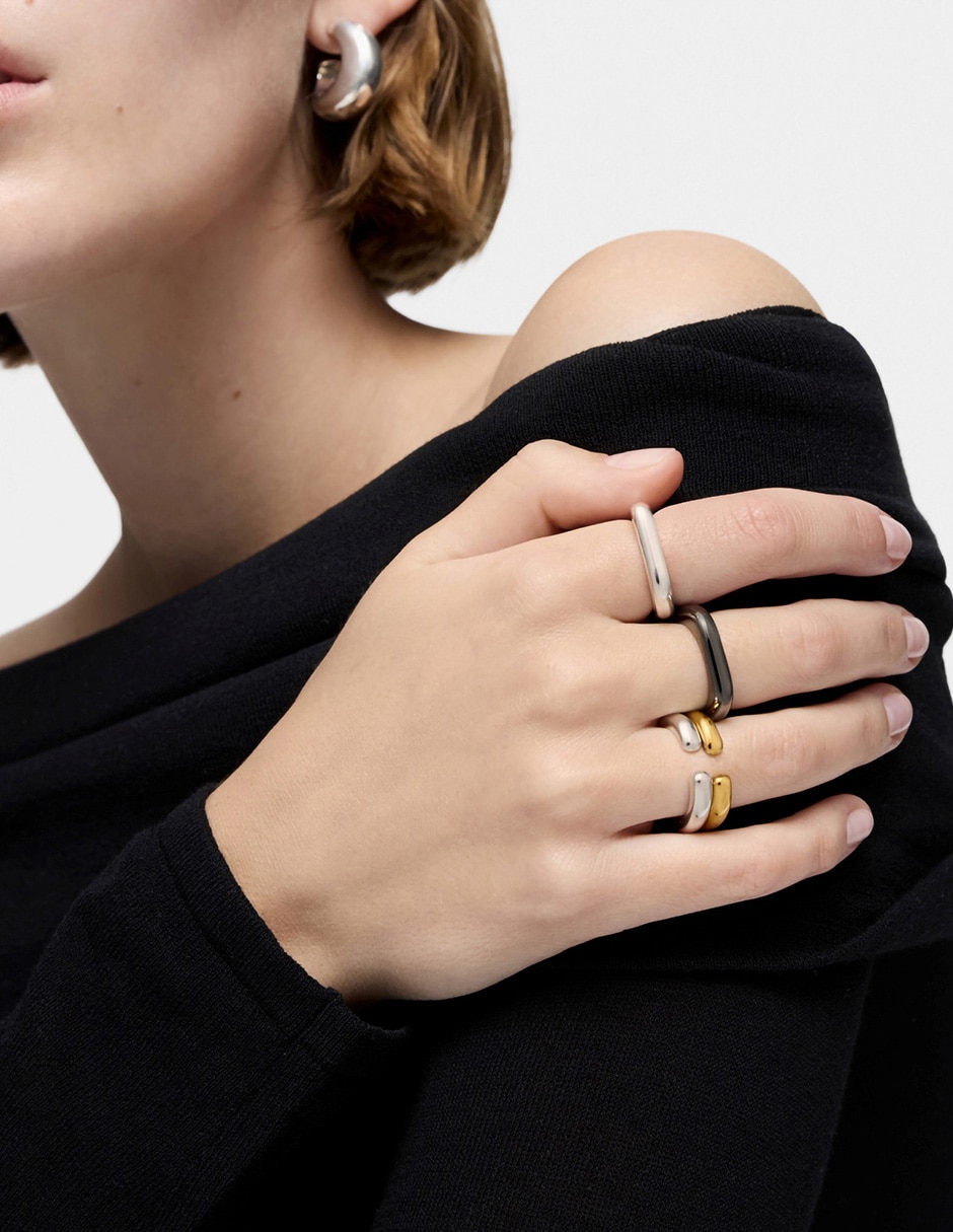 Anillo redondo Line P 925 de plata brillante 2