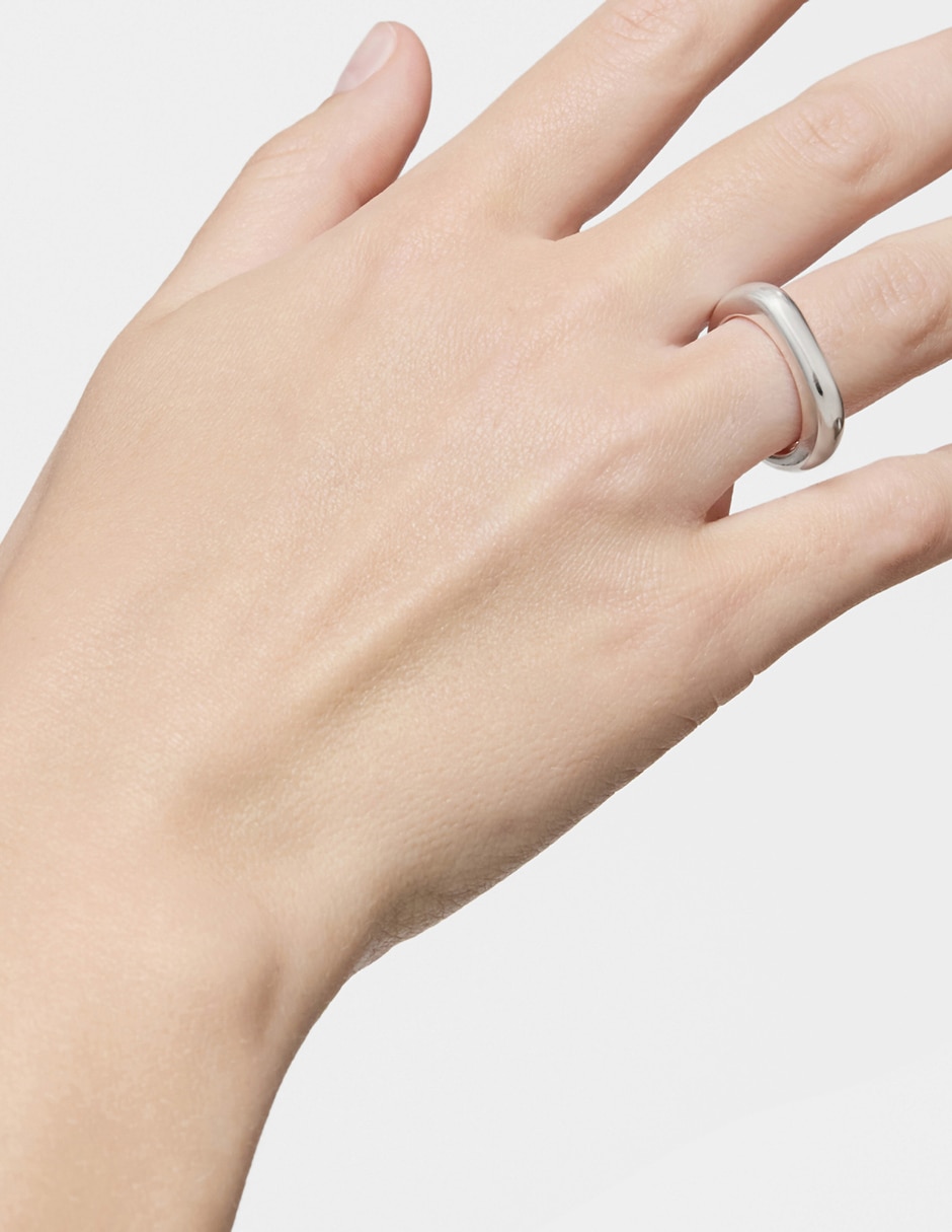 Anillo redondo Line P 925 de plata brillante 3