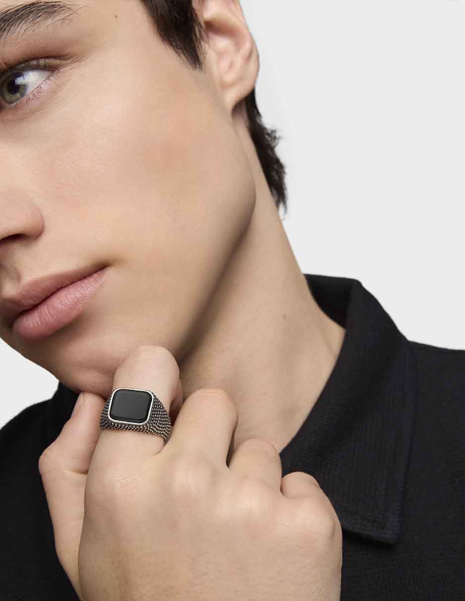 Anillo Man P 925 de plata ónix brillante