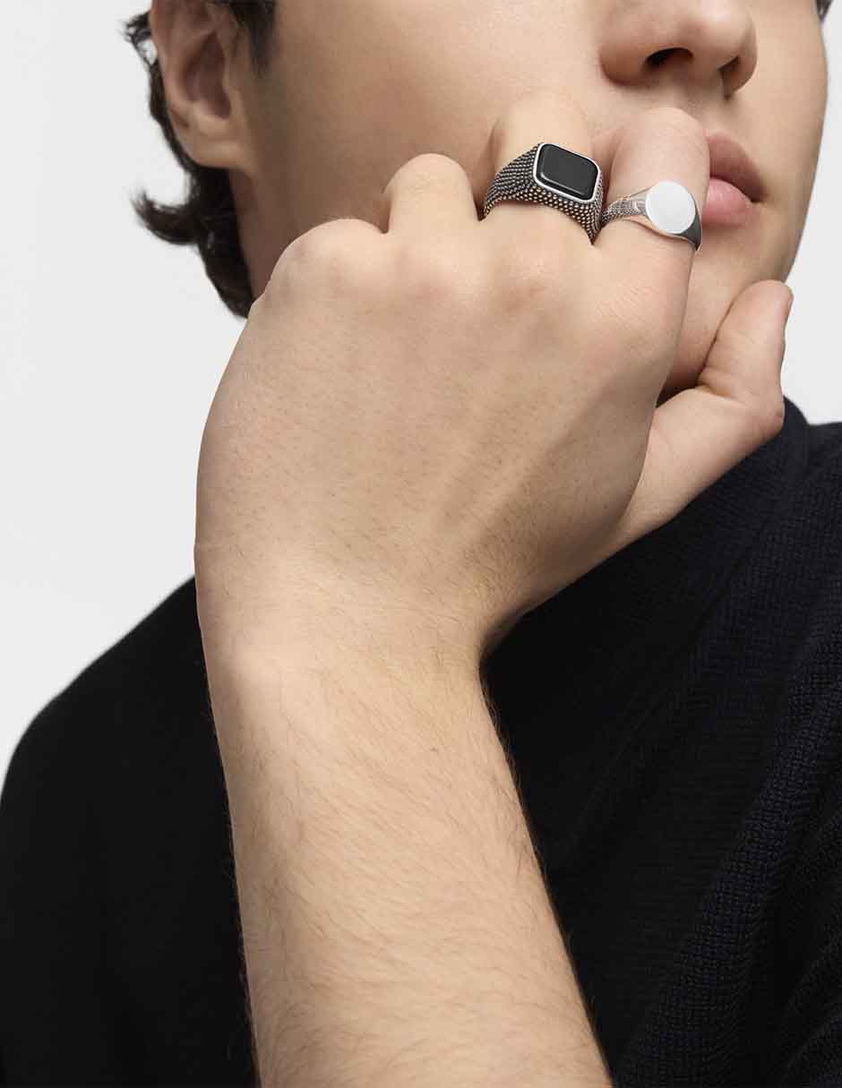 Anillo Man P 925 de plata ónix brillante