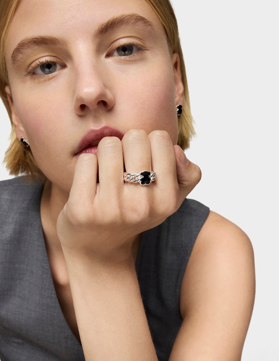 Anillo de oso Icon Color P 925 de plata ónix brillante 3