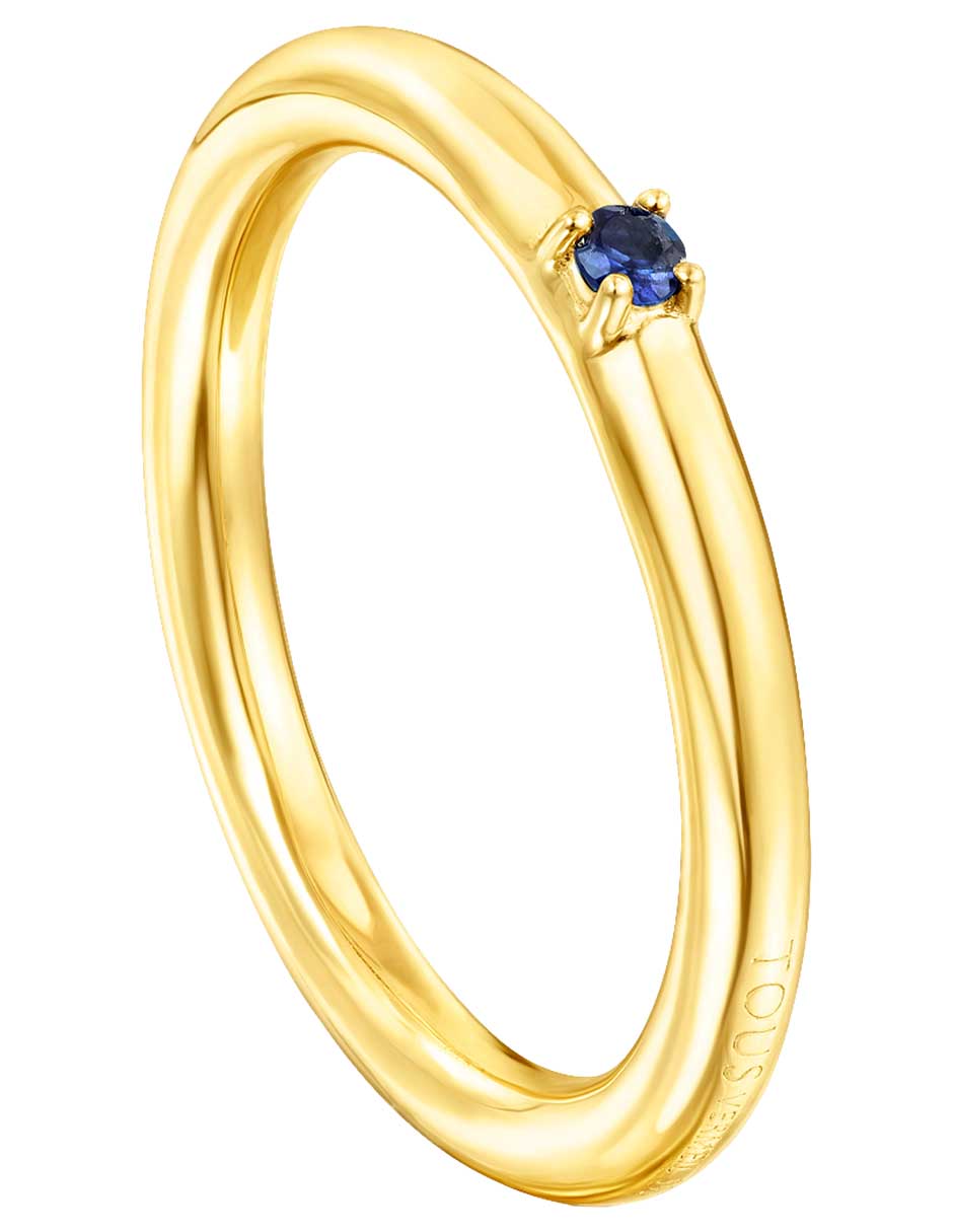 Anillo redondo Ring Mix de plata P 925 zafiro con acabado baño de oro 5