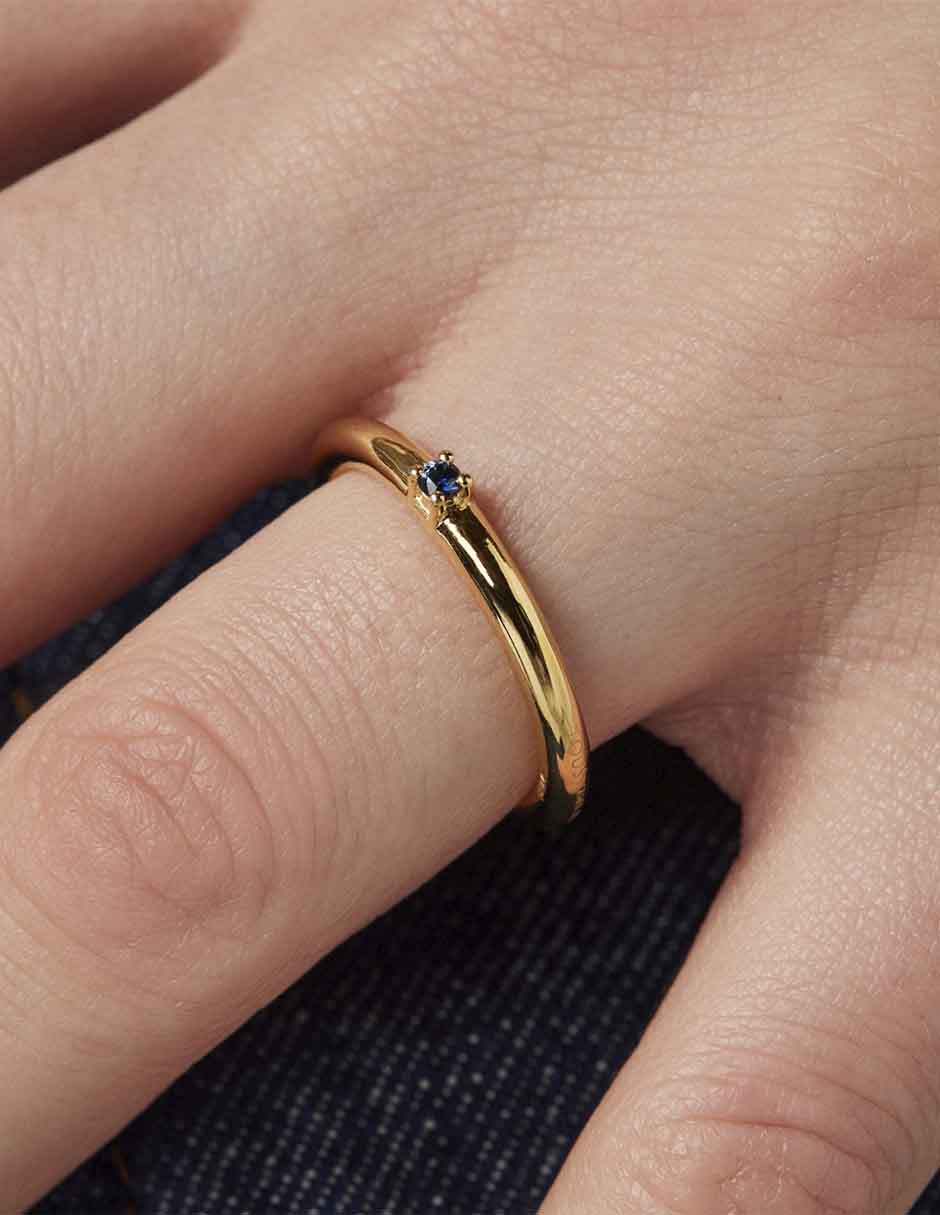 Anillo redondo Ring Mix de plata P 925 zafiro con acabado baño de oro 6