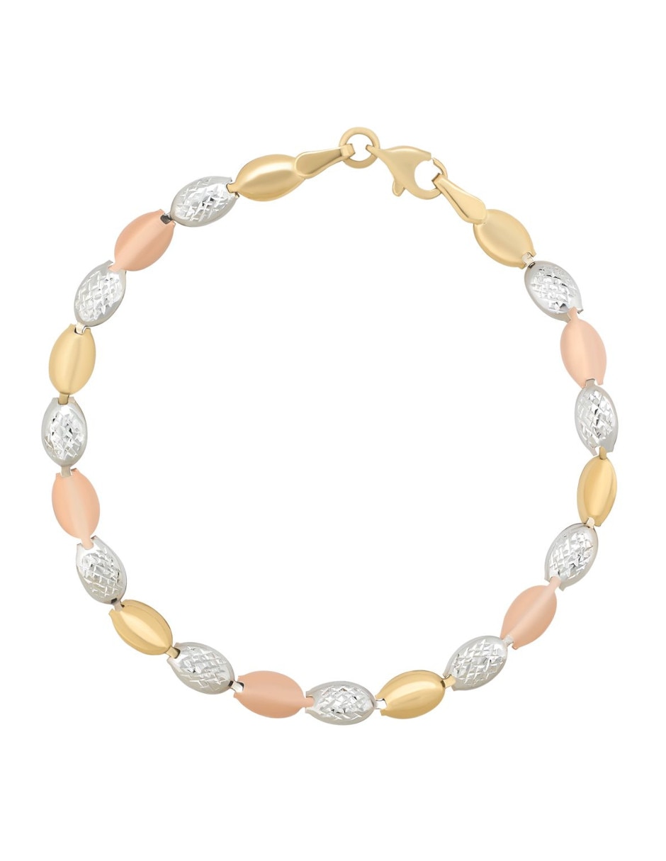 Pulsera de oro florentino 14 k con acabado brillante