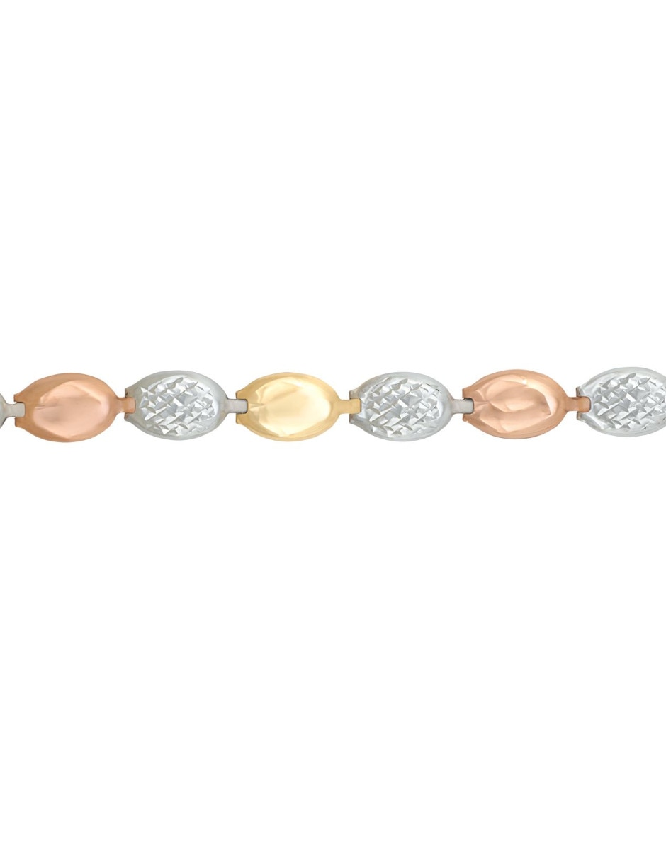 Pulsera de oro florentino 14 k con acabado brillante