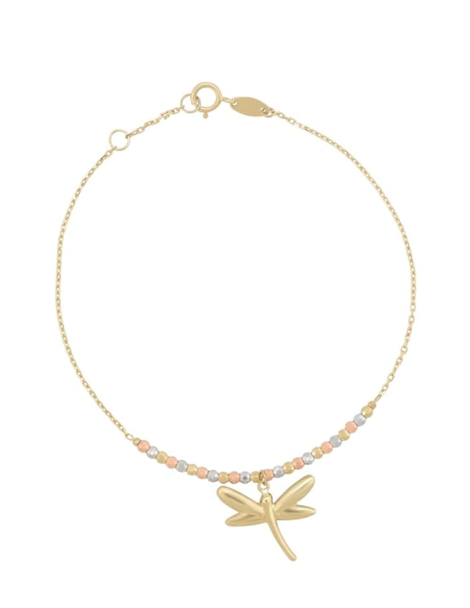 Pulsera de oro florentino 14 k con acabado brillante